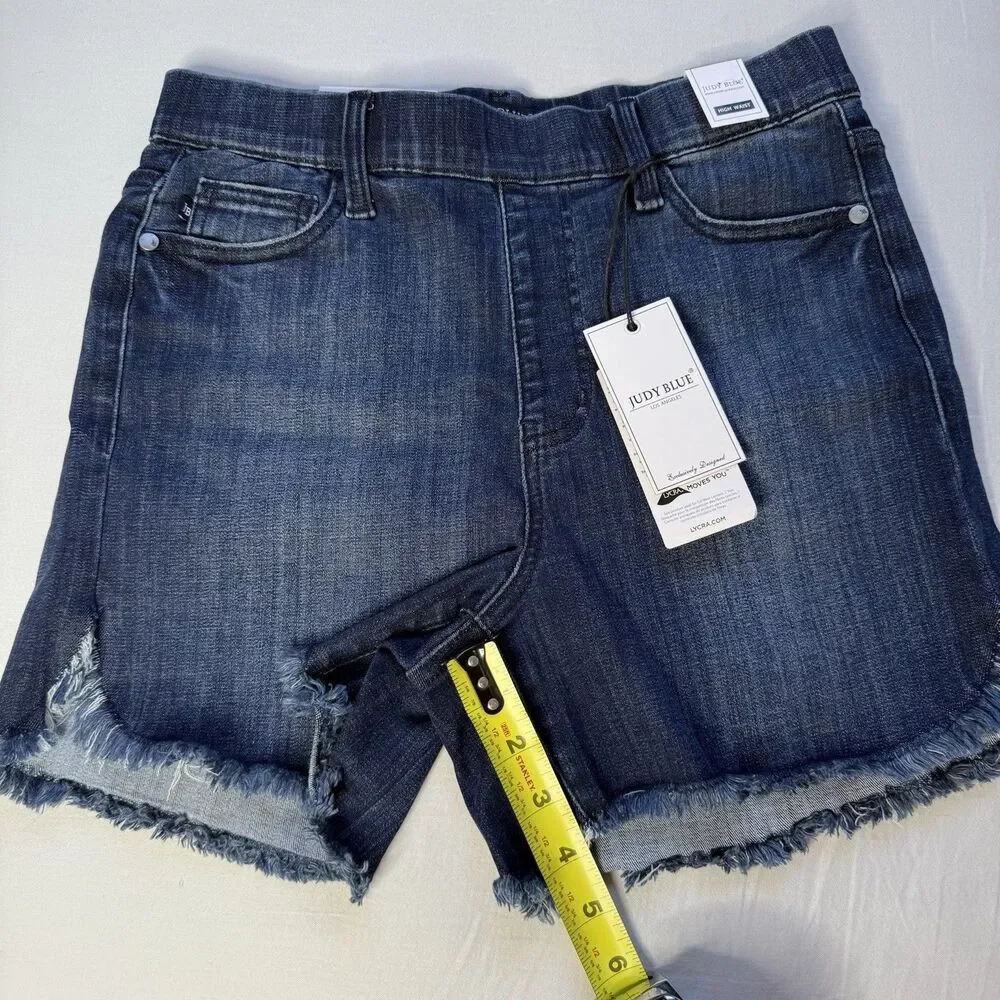 Judy Blue Pull On Shorts Medium Dolphin Hem Elastic High Waist Stretch JB150199 - Picture 4 of 13